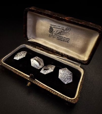 Manschettenknöpfe aus Weißgold aus den frühen 1900er Jahren