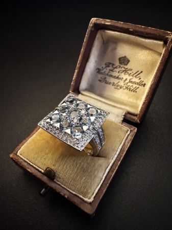 Anello  con  Acquamarine  e   Diamanti